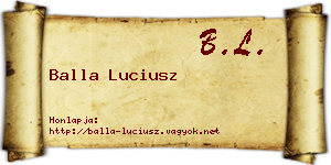 Balla Luciusz névjegykártya